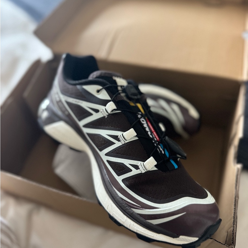 Brown and White Athletic Running Shoes